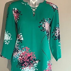 Van Heusen Teal Floral Women's Blouse